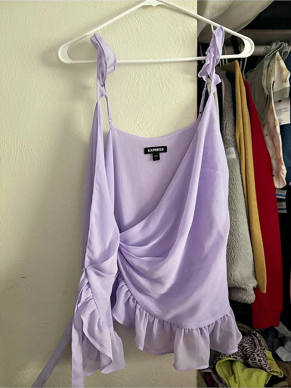 Express Lavender Draped Ruffle Cami